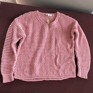 Madewell Pink Textured Crew Neck Sweater